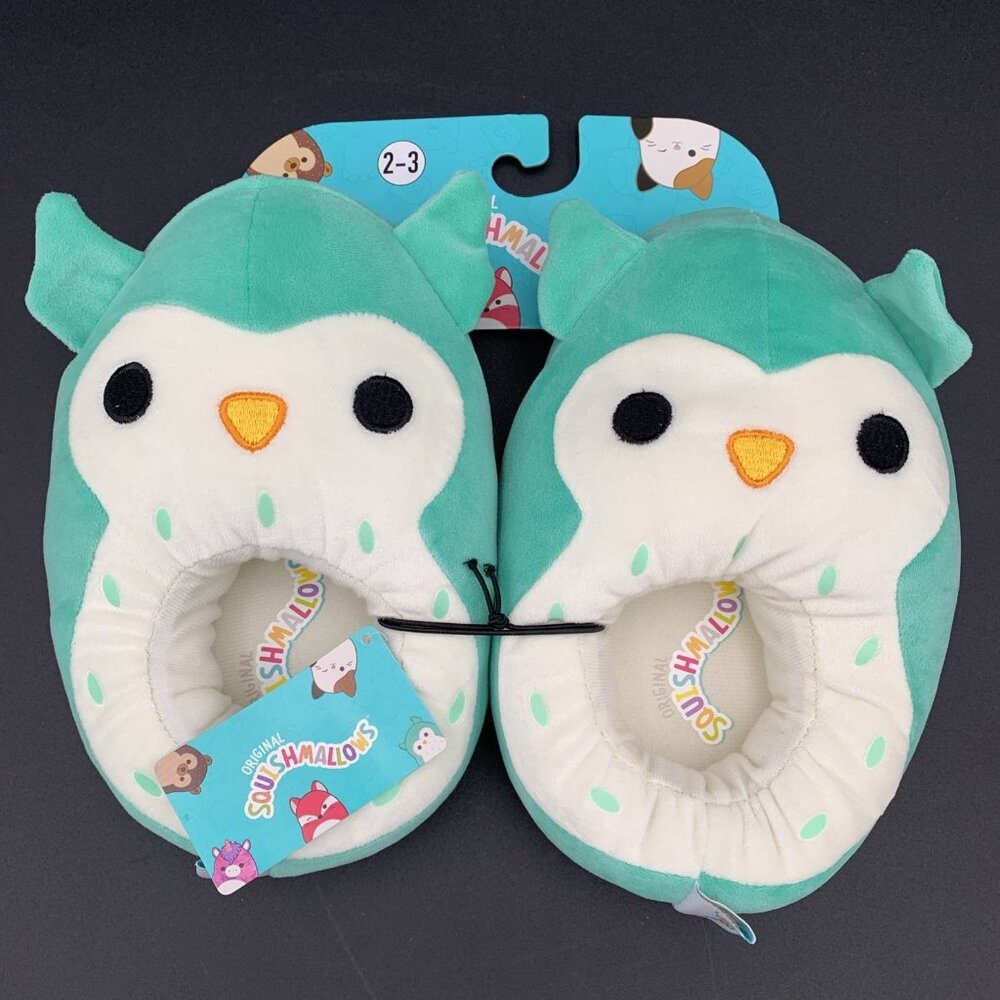 Squishmallows Winston Owl Plush Slippers‎ Kids Size 2-3 Medium NWT